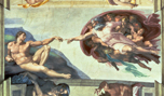 ミケランジェロ 「システィーナ礼拝堂天井画（アダムの創造）」など、アートの壁紙を公開！
