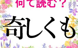 【難読漢字】きしくもじゃない、奇しくもの読み方