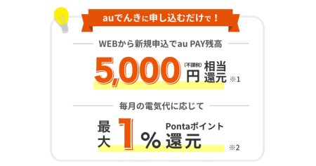 【auでんき】の新生活ライフラインで、お得にキャッシュバック＆ポイントをGET！！