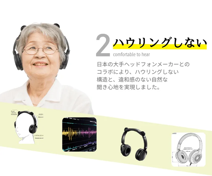 ヘッドホンをつけた女性の画像