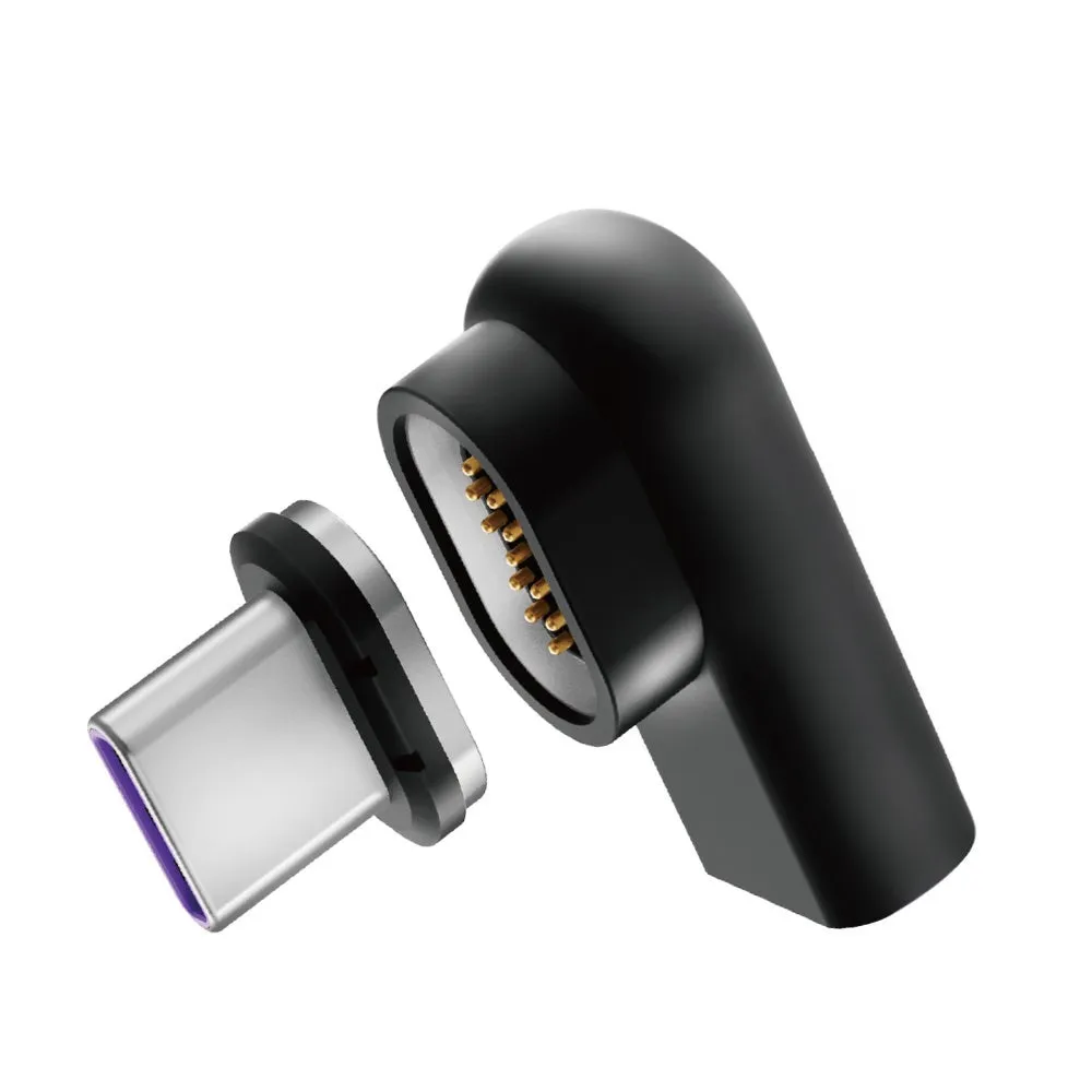 黒いUSB-C磁気充電器のクローズアップ