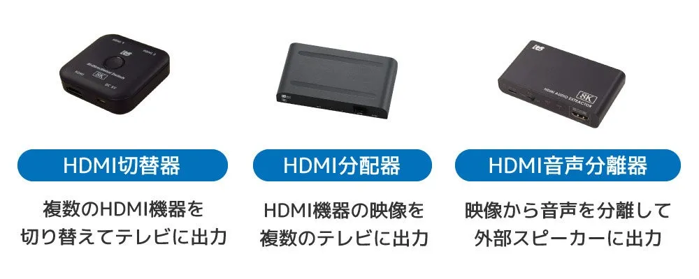 HDMI切替器、分配器、音声分離器の製品紹介