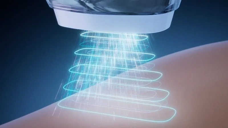 肌に照射される美容機器のイメージ図