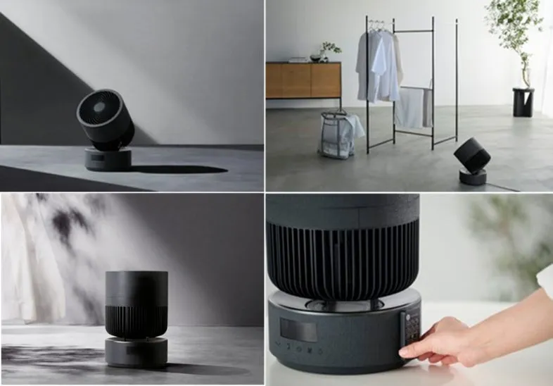 上質空間に溶け込むダークグレーのサーキュレーターWOOZOO 360 barrelプレミアムモデル