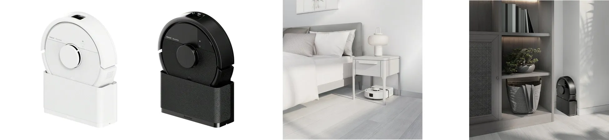 ベッドルームに置かれたRoomba Mini SlimとSlimCharge充電スタンド