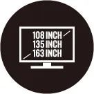 黒い円の中にテレビのアイコンと画面サイズが記載された画像。