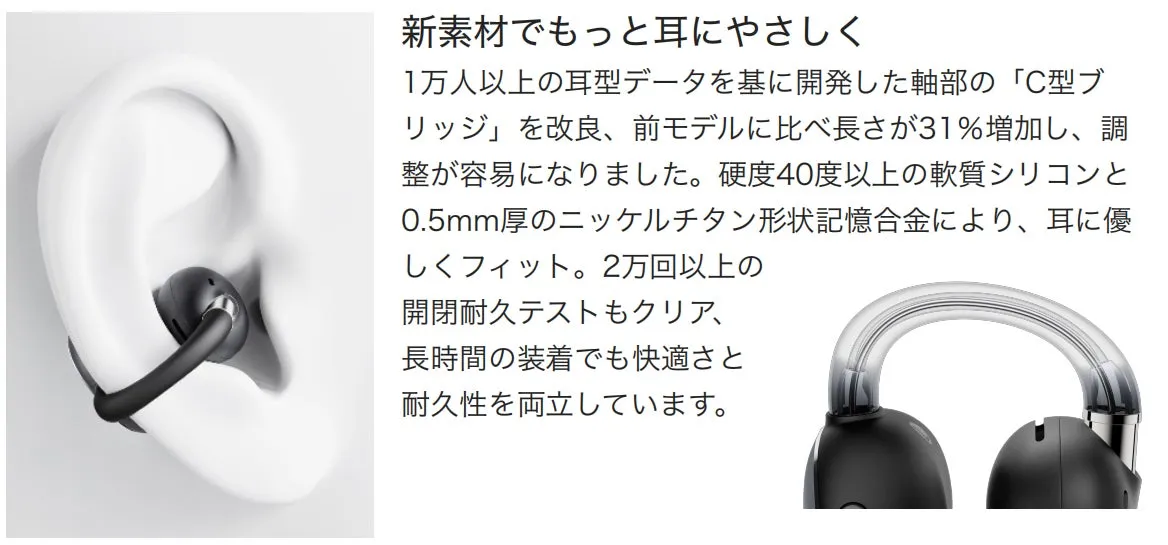耳に優しい新素材のイヤホンの写真