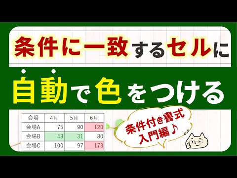 【条件付き書式①】条件に合うデータに自動で色を付ける
