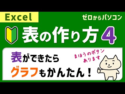 【10分でわかる】表の作り方４。グラフもボタンひとつでOK♪【エクセル初心者】