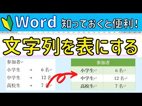 Word【文字列を表に変換】⇔【表を文字列変換】にする方法