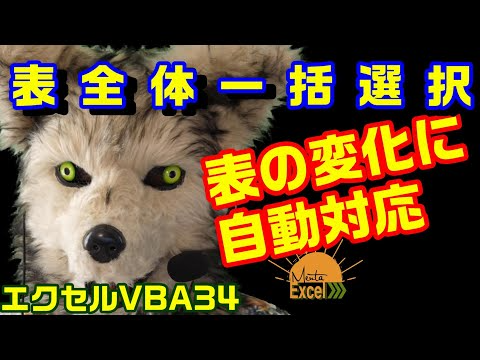 エクセル VBA 34 変化に強い表範囲自動選択　CurrentRegion Resize プログラミング